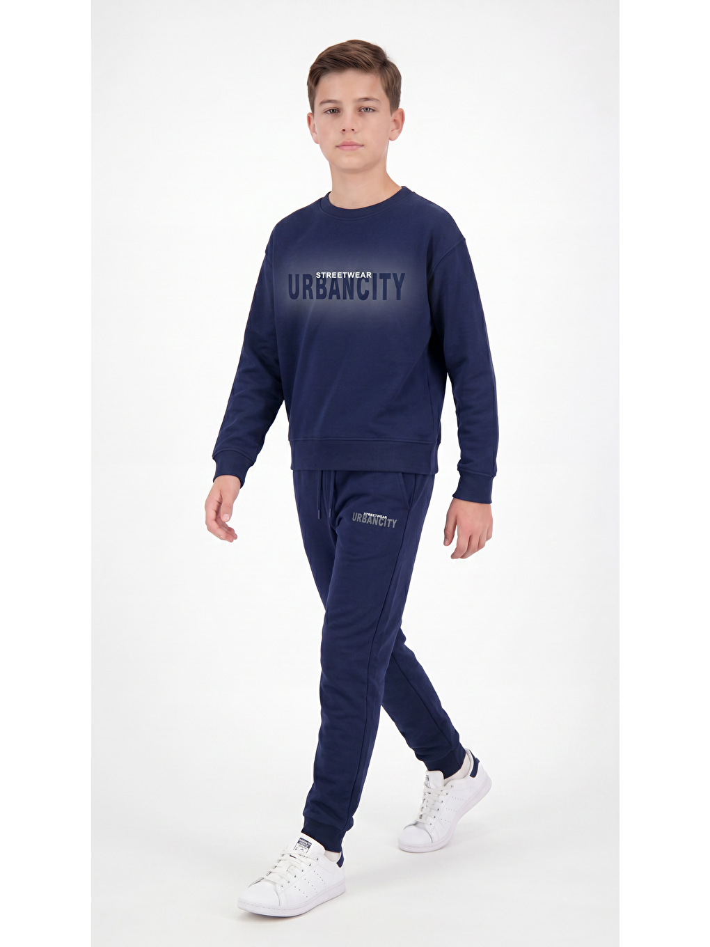 Lacivert Streetwear Urbancity Baskılı Erkek Çocuk Alt Üst Eşofman Takımı-2