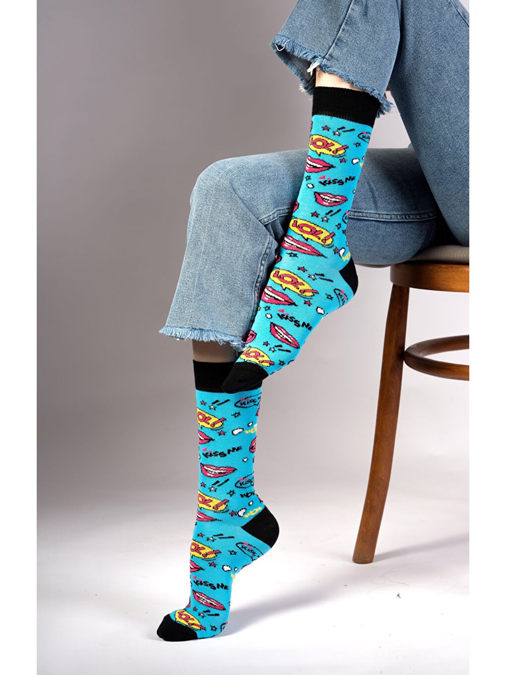 Mavi Pop  Desenli Çorap-3