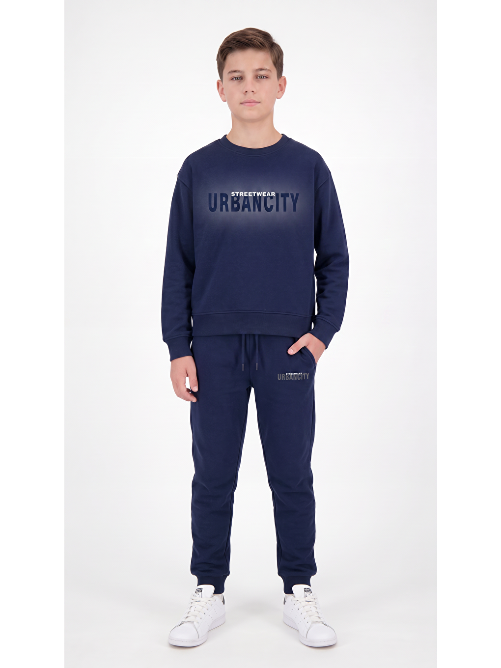 Lacivert Streetwear Urbancity Baskılı Erkek Çocuk Alt Üst Eşofman Takımı-3