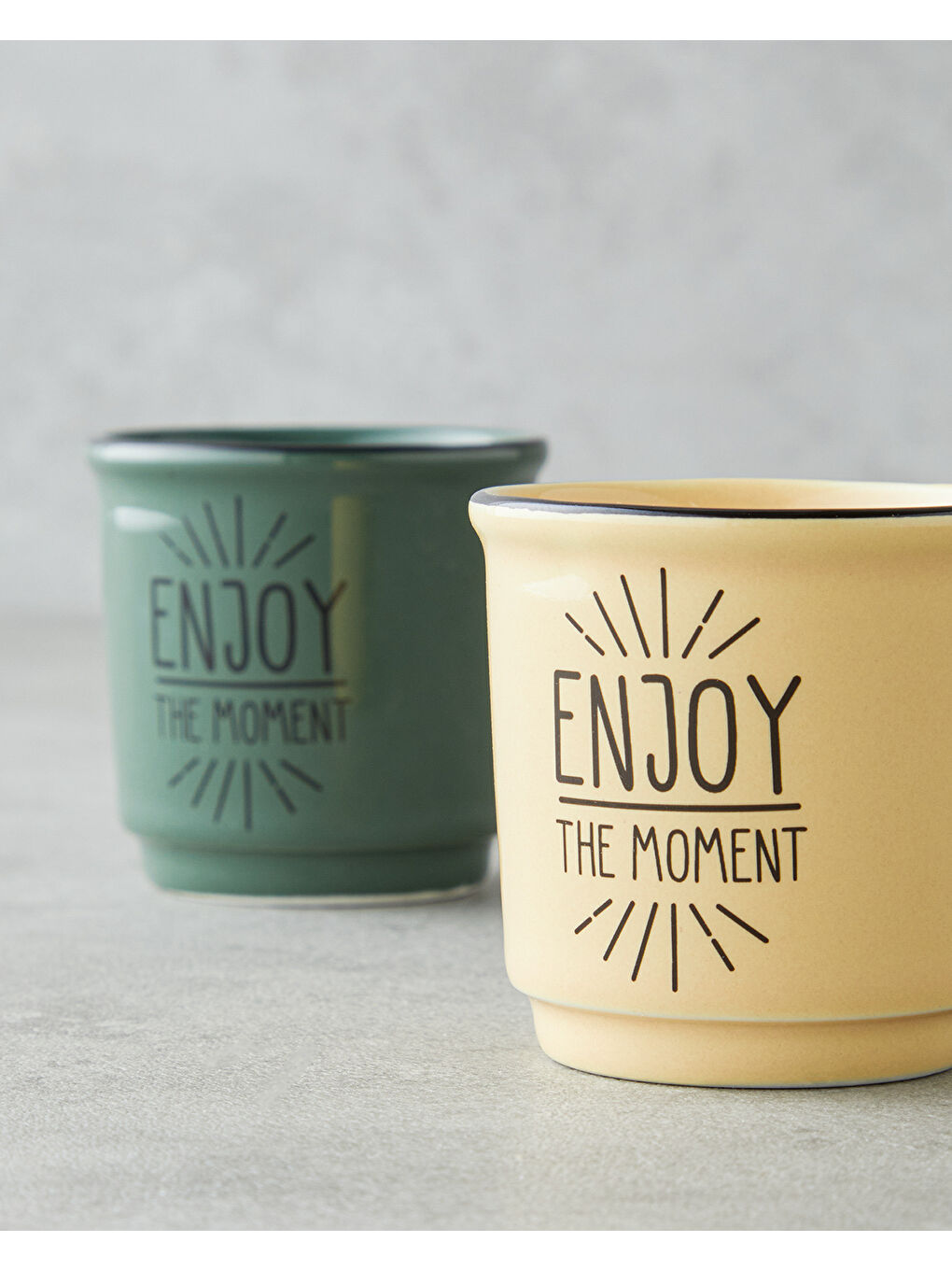 Enjoy the Moment Bone Porselen 2’li Espresso Fincan 90 ml Yeşil-Sarı-2
