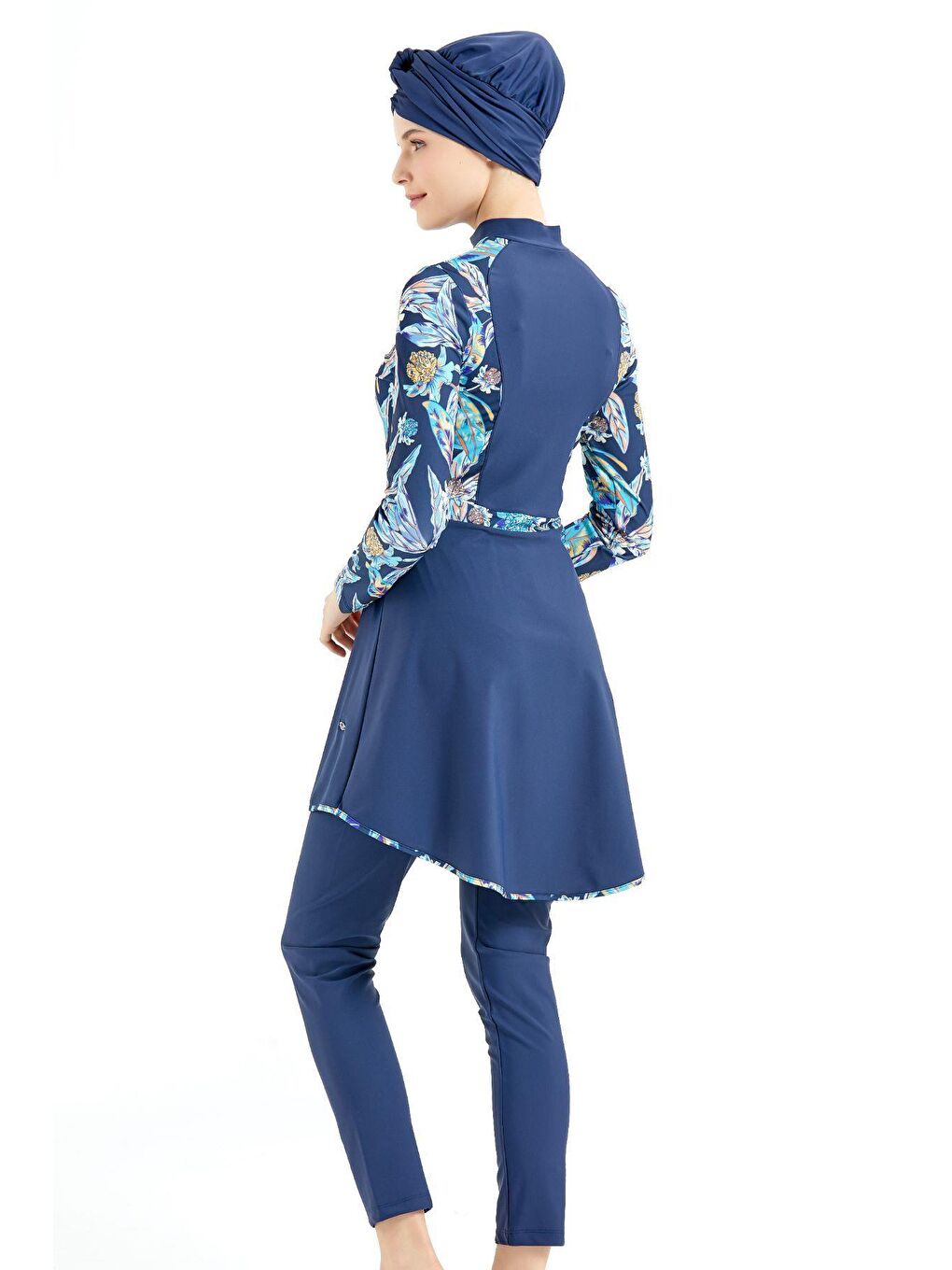 Tam Kapalı 4 Lü Tesettür Mayo C14013 Lacivert-1