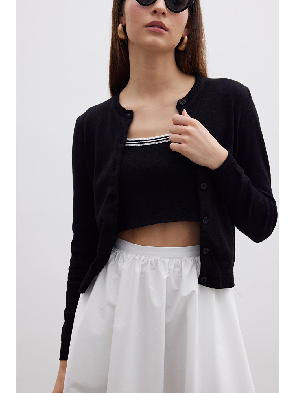 İnce Triko Hırka Siyah-3