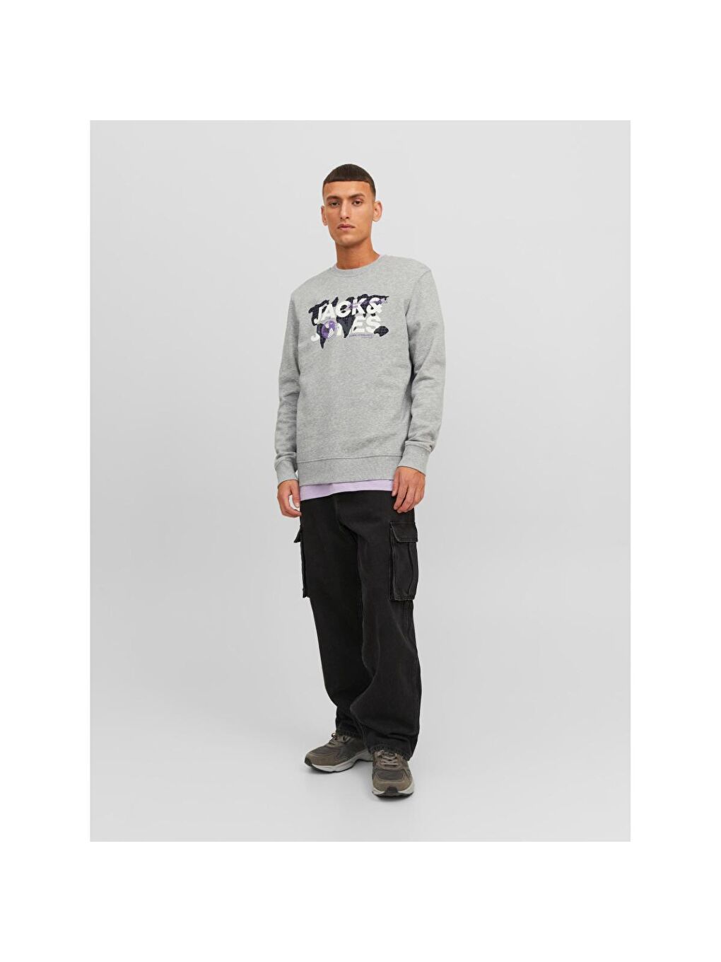 Dust Erkek Gri Bisiklet Yaka Sweatshirt-2