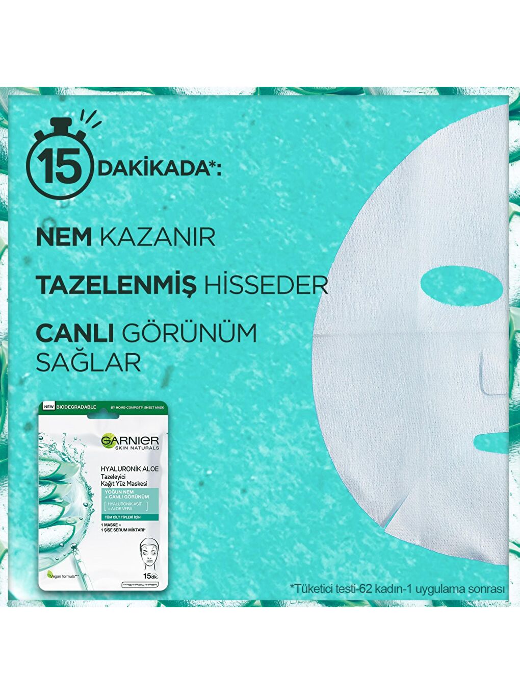 GARNIER Şeffaf Hyaluronik Aloe Tazeleyici Kağıt Yüz Maskesi - 2