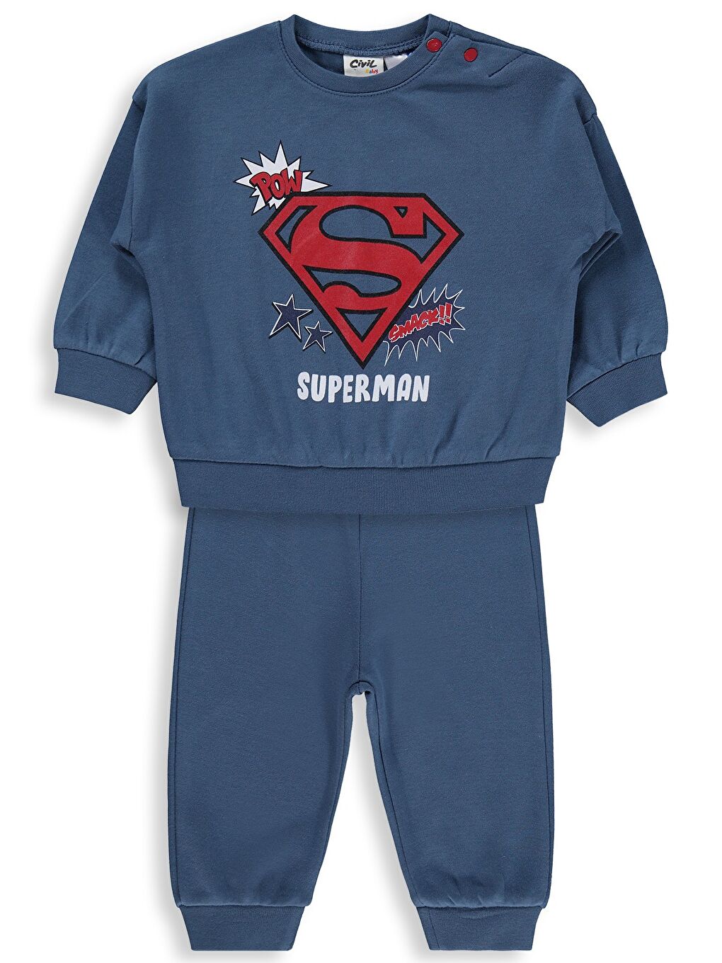 İndigo Baby Superman Baskılı 3-18 Ay Takım - Mavi