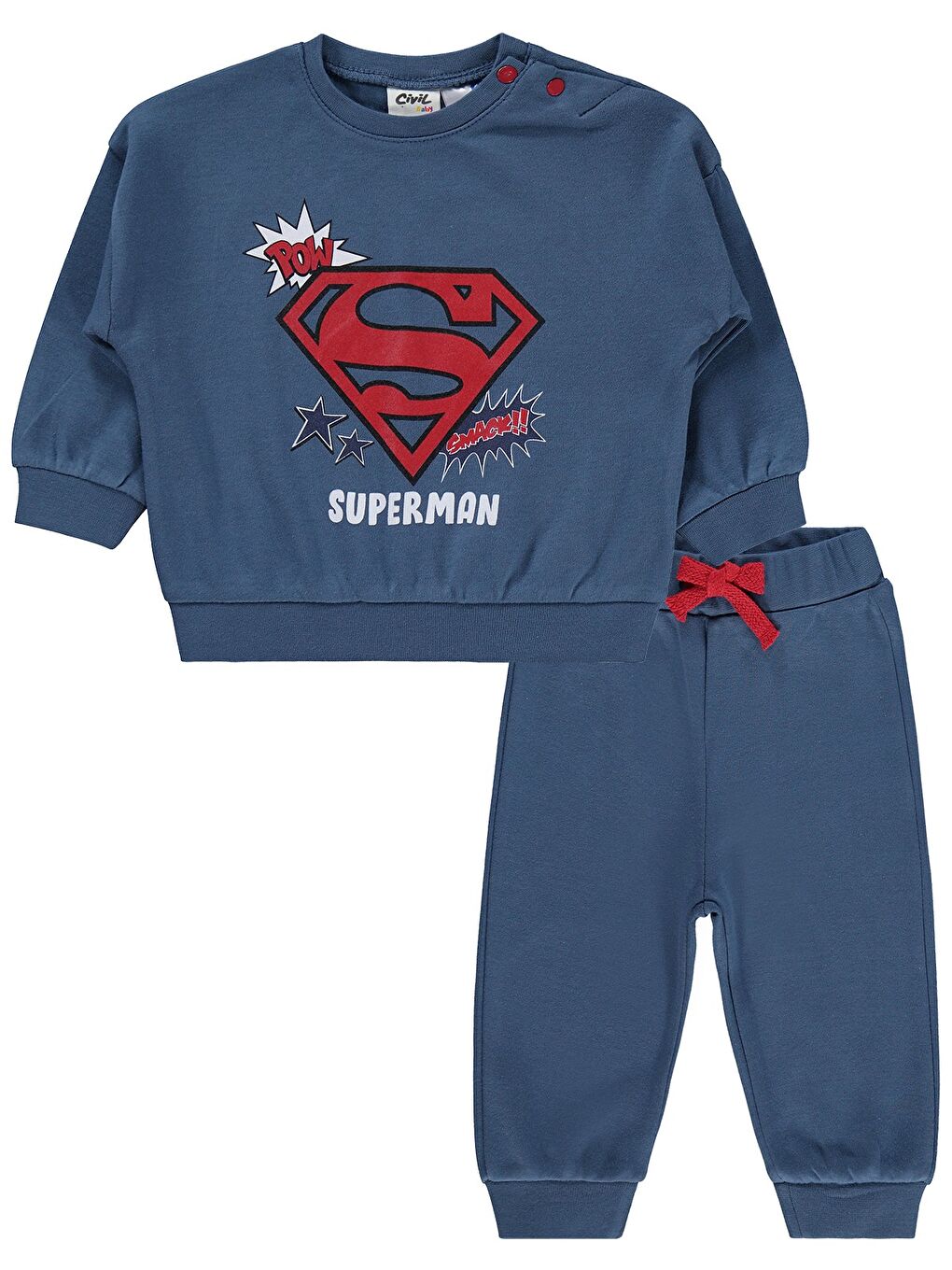 İndigo Baby Superman Baskılı 3-18 Ay Takım - Mavi-1