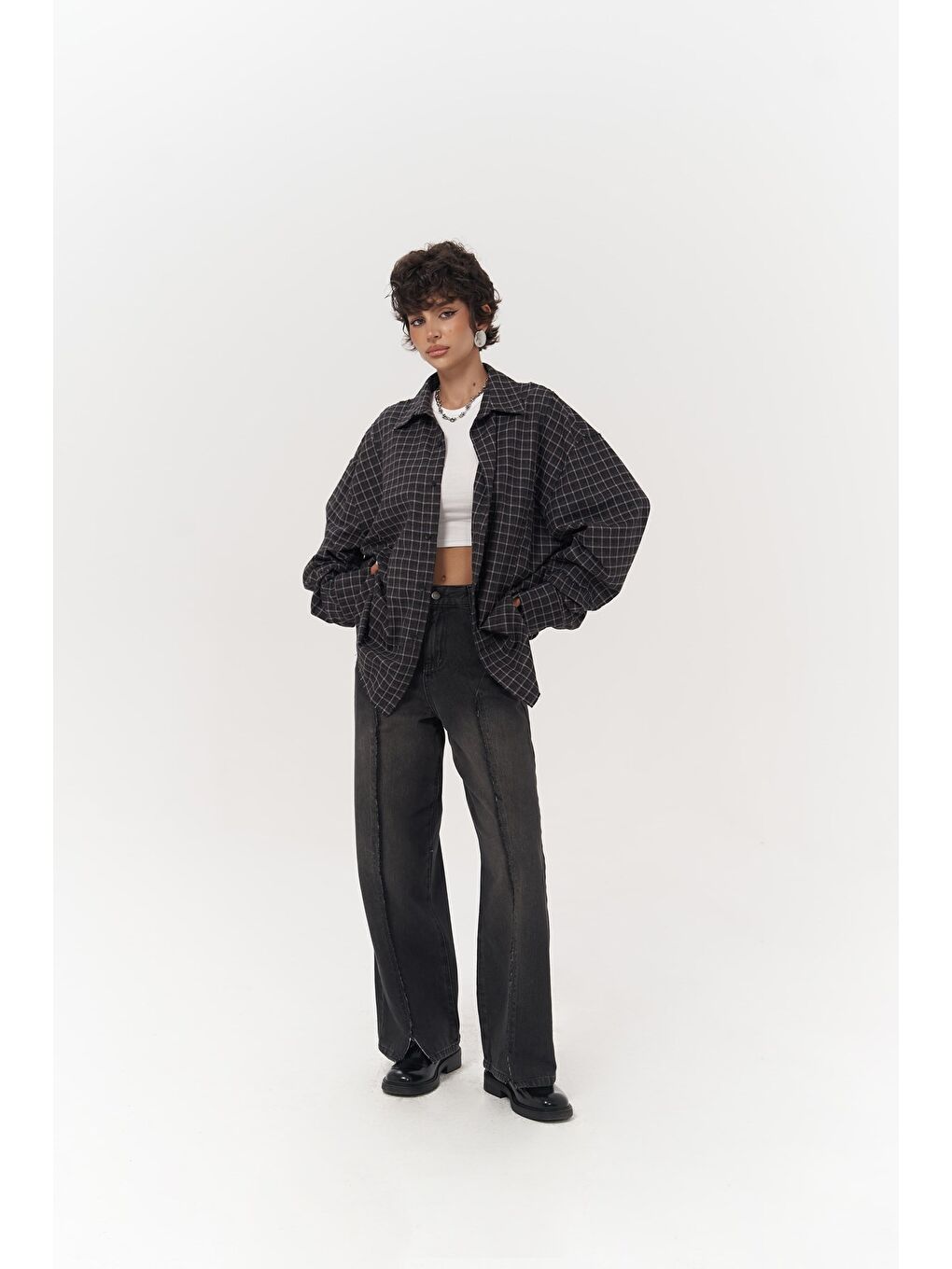 Roan Antrasit Oversize Unisex Gömlek-4