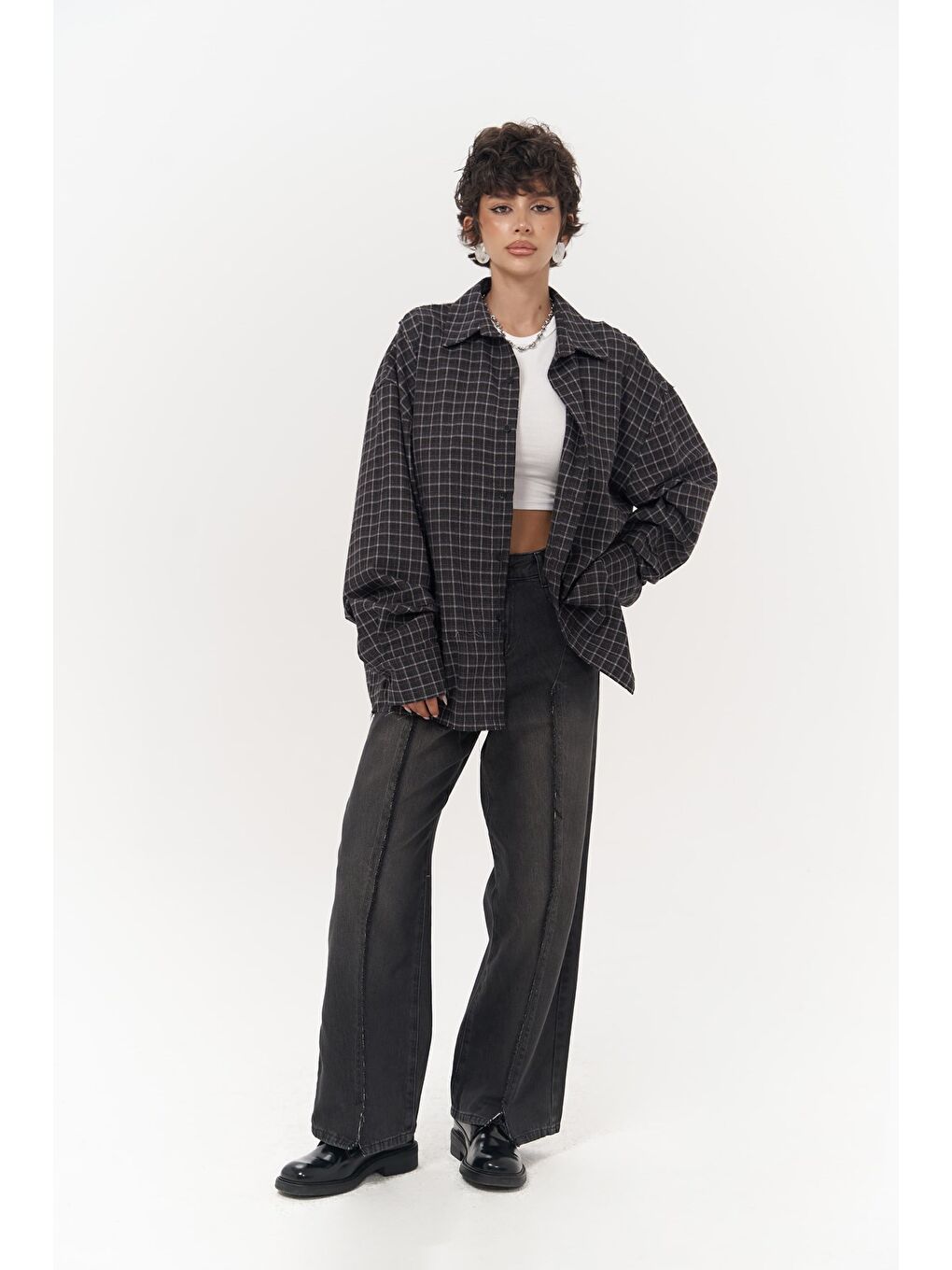 Roan Antrasit Oversize Unisex Gömlek-5