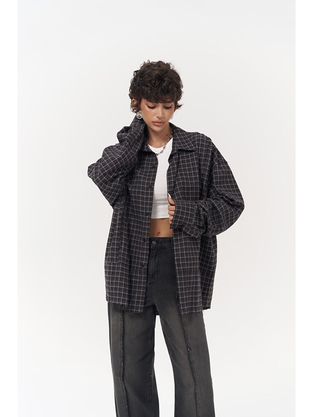 Roan Antrasit Oversize Unisex Gömlek-6