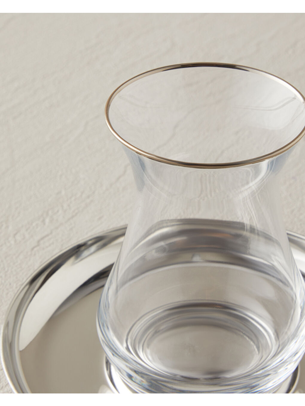 Gri Graceful Çelik 4 Parça 2 Kişilik Çay Seti 140 ml Silver-3