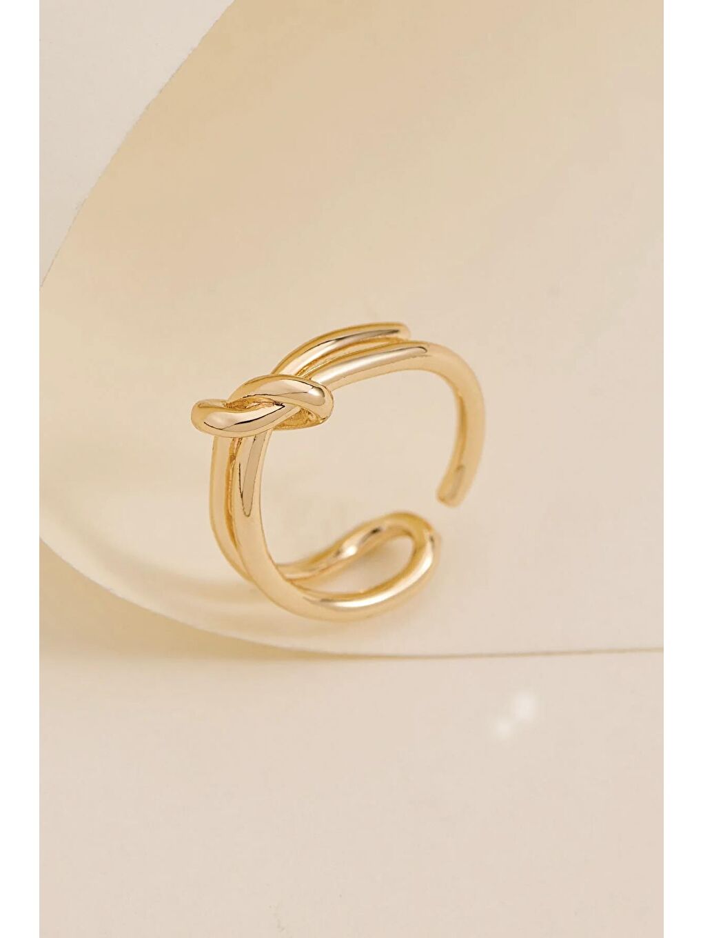 Sarı 18 K Altın Kaplama Düğüm Modelli Kadın Yüzük-1