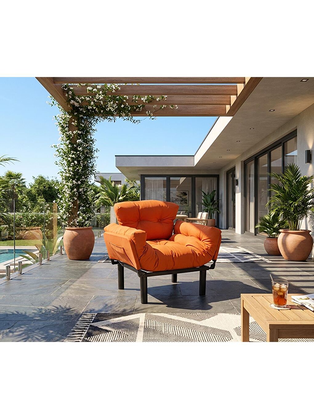 Nitta Tekli Su Geçirmez Bahçe Koltuğu - Turuncu