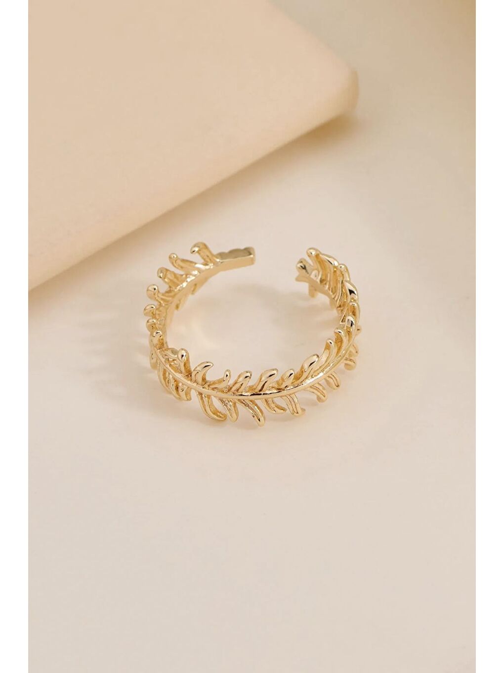 Sarı 19 K Altın Kaplama Başak Modelli Kadın Yüzük-1