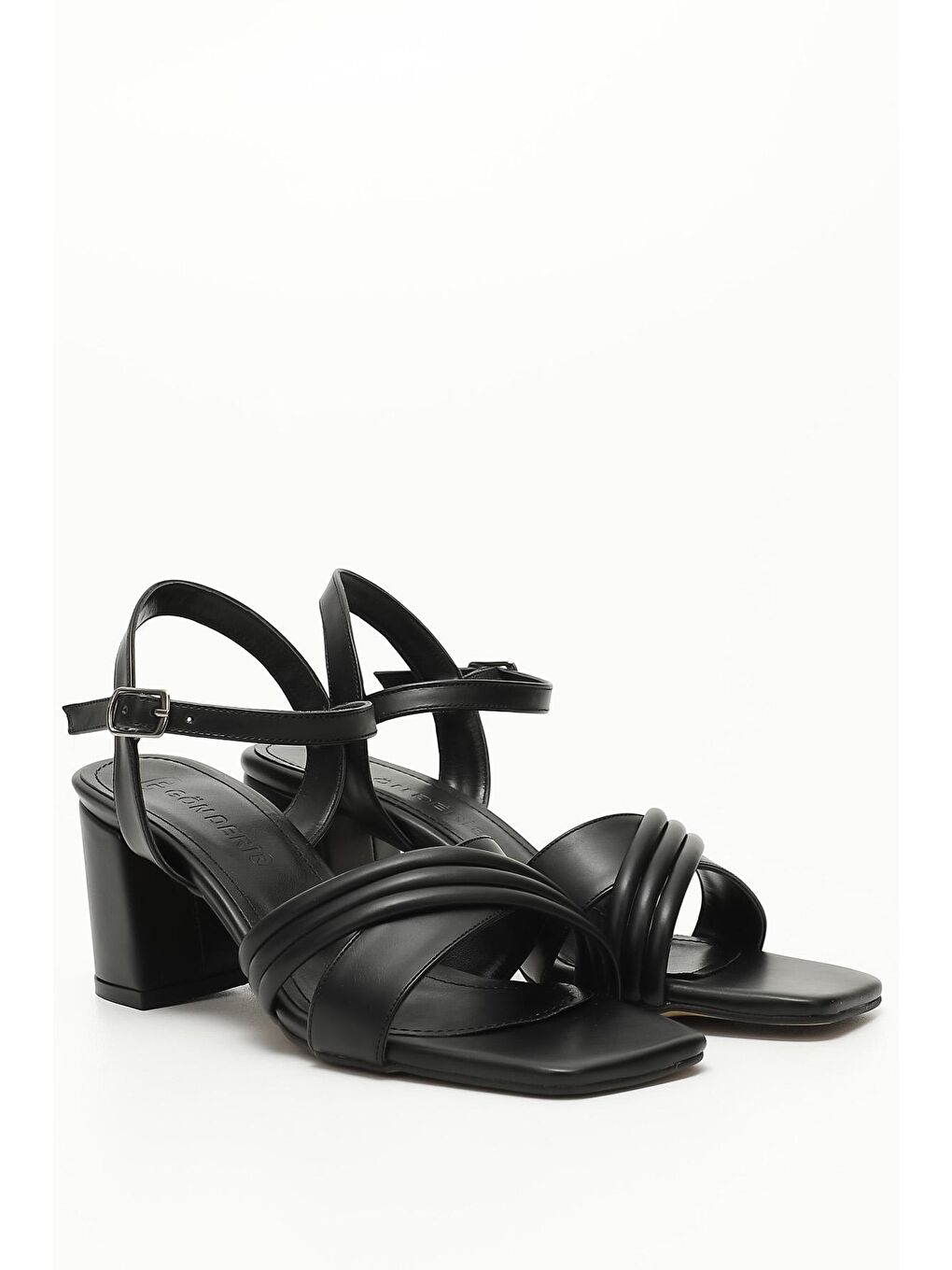 Siyah SİYAH MELANJ  Kalın Ökçeli Bantlı Kadın Sandalet 37080-2