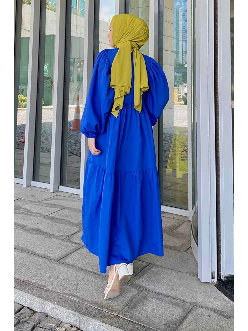 Yazlık Elica Elbise Saks Mavisi-3