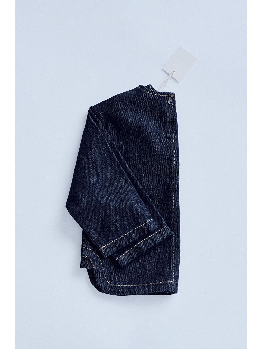 Kız Çocuk Pamuklu Lacivert Denim Bol Paça Takım - Cepli Üst-2