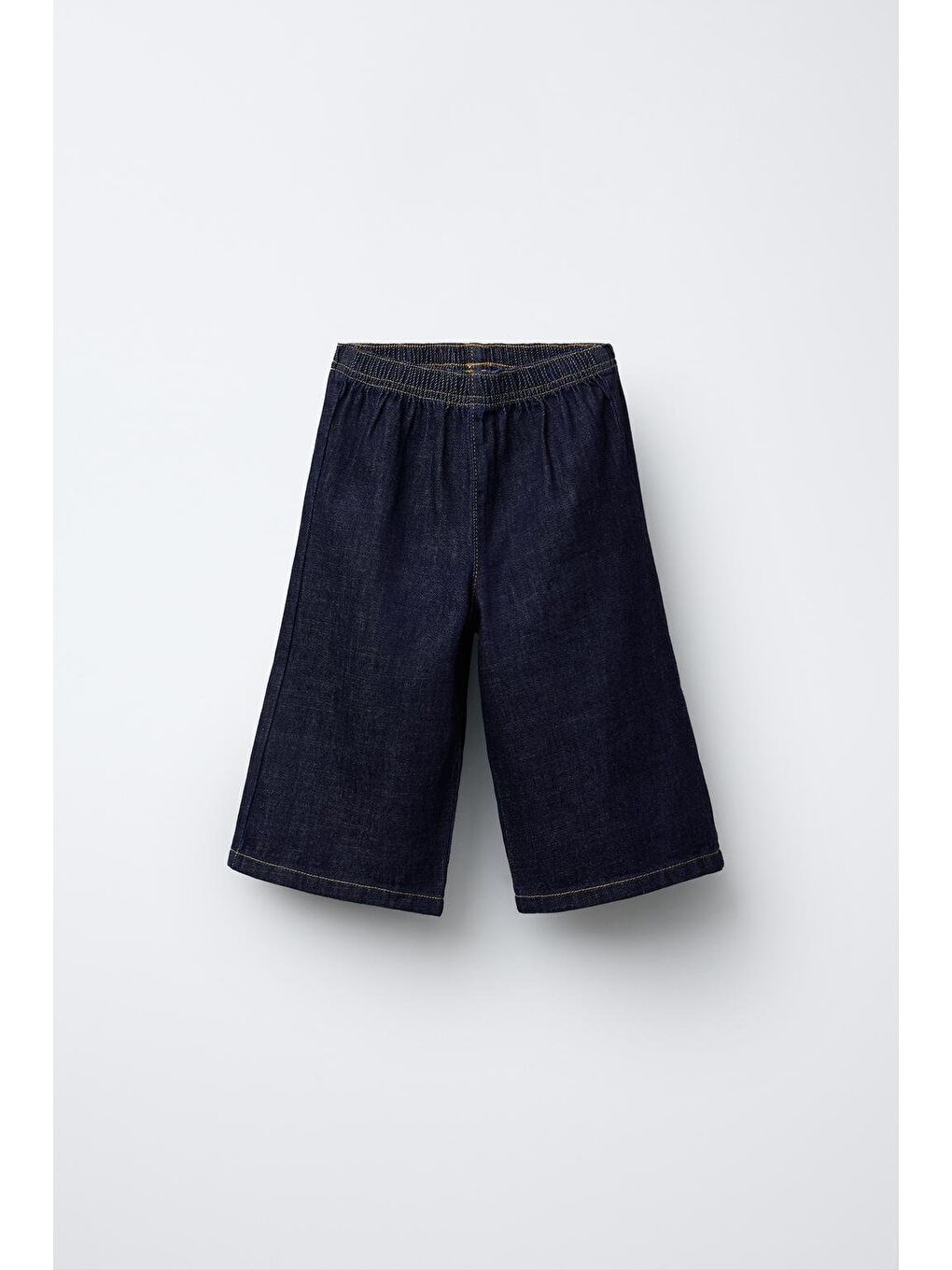 Kız Çocuk Pamuklu Lacivert Denim Bol Paça Takım - Cepli Üst-4