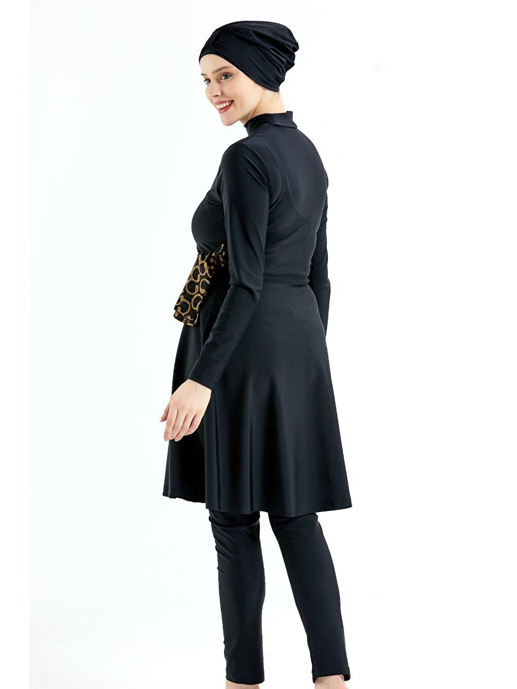Tam Kapalı 4 Lü Tesettür Mayo C14037 Siyah-1