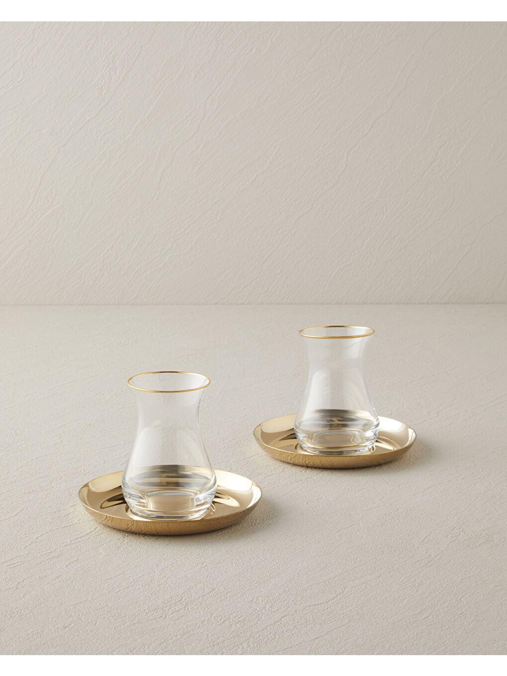 Sarı Graceful Çelik 4 Parça 2 Kişilik Çay Seti 140 ml Gold-4