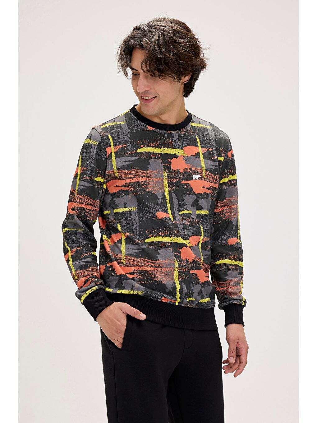 Bad Bear Siyah Flame Siyah Erkek Baskılı Sweatshirt - 3