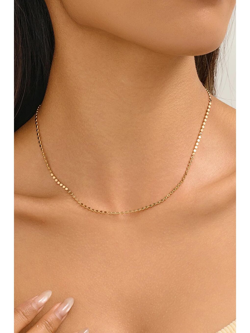 Sarı Gold Ezme Kolye