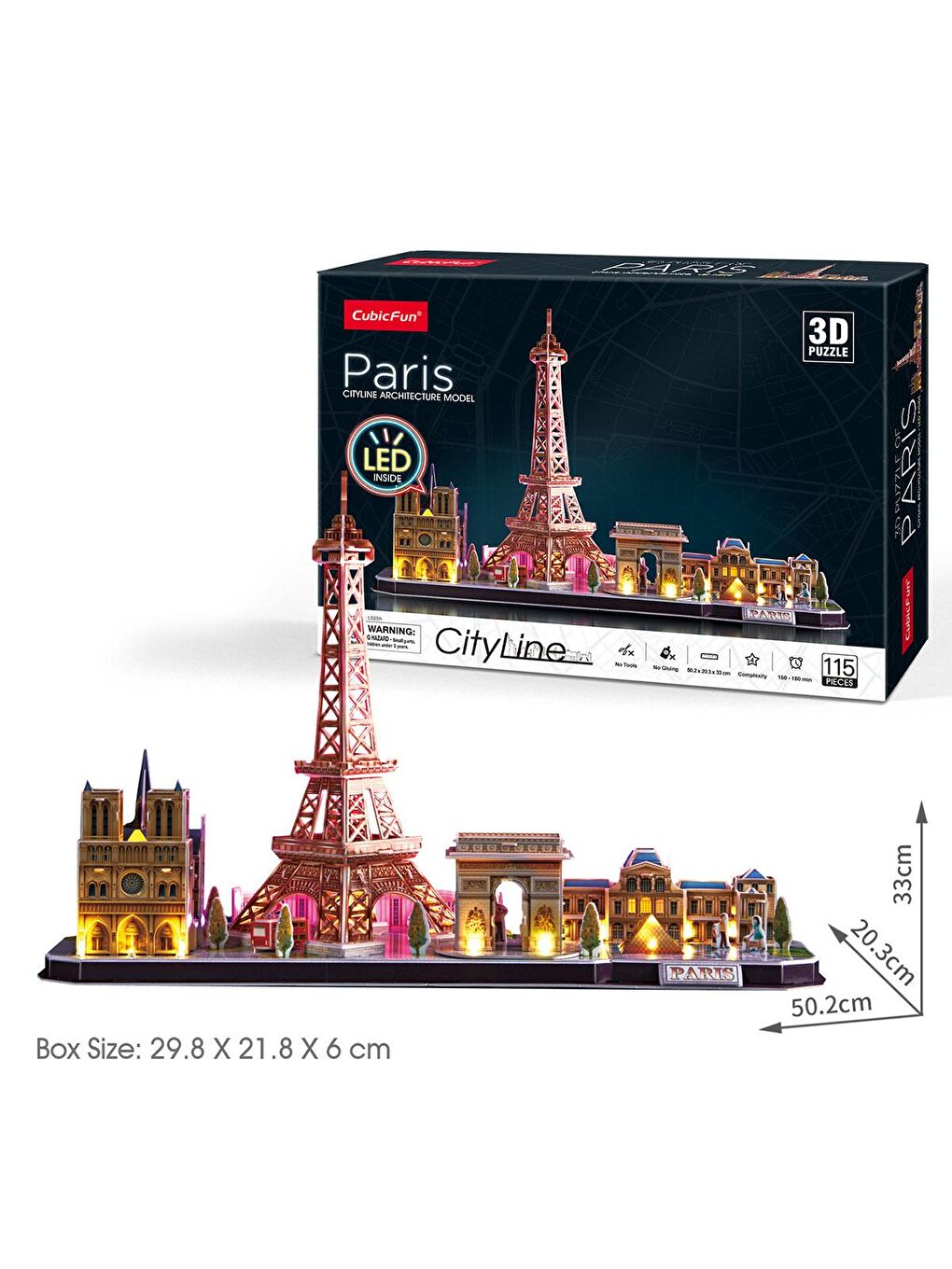 Cubic Fun Karışık 3D 115 Parça LED Işıklı Puzzle Paris - 3