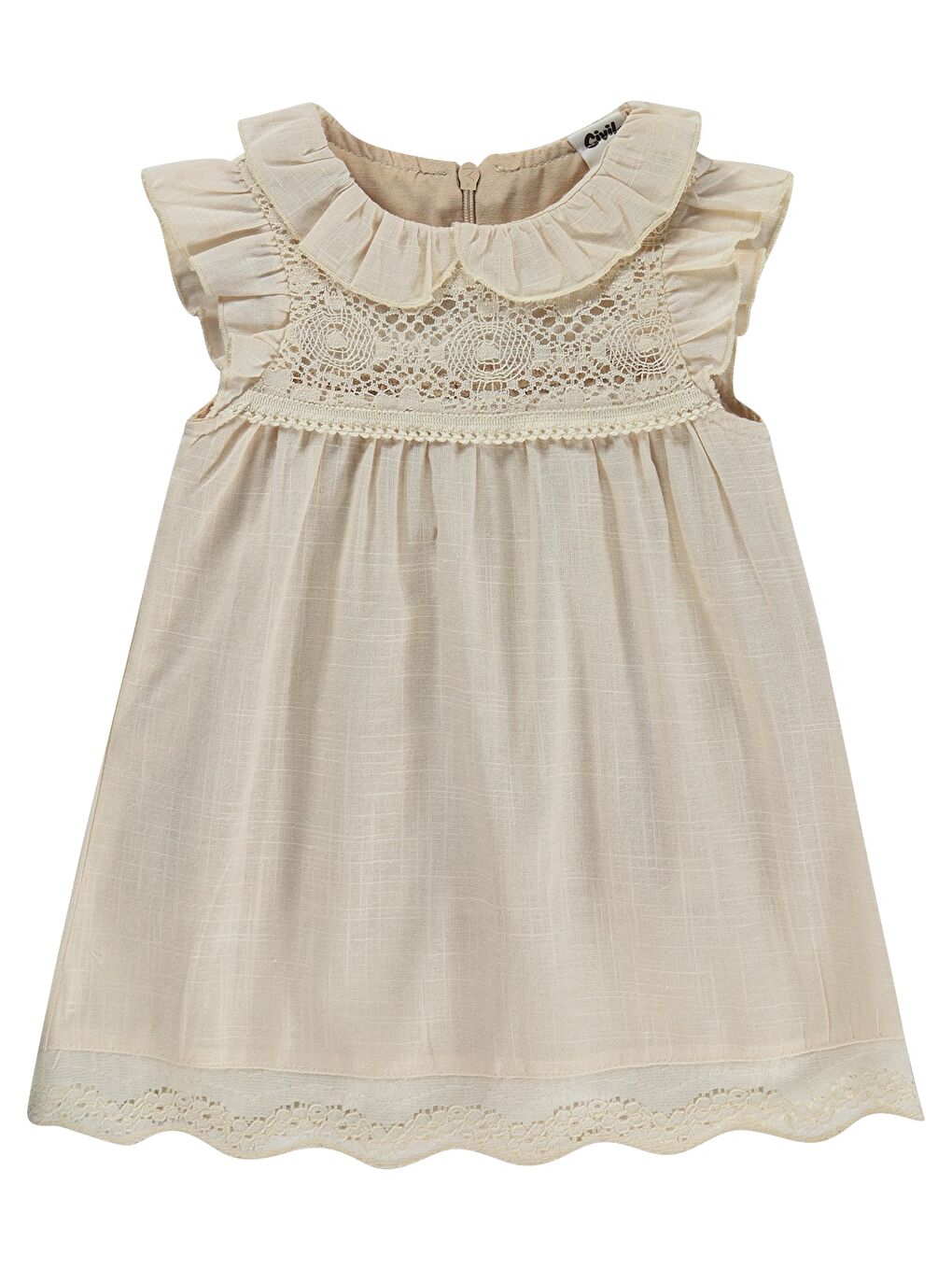 Baby Bebek Yaka Dantelli 6-18 Ay Elbise - Bej