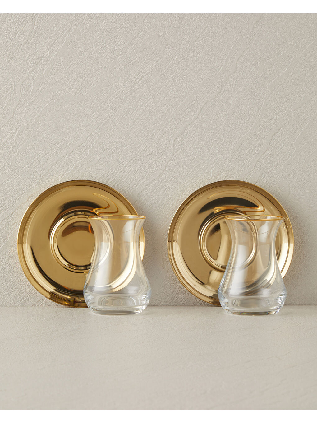 Sarı Graceful Çelik 4 Parça 2 Kişilik Çay Seti 140 ml Gold-5