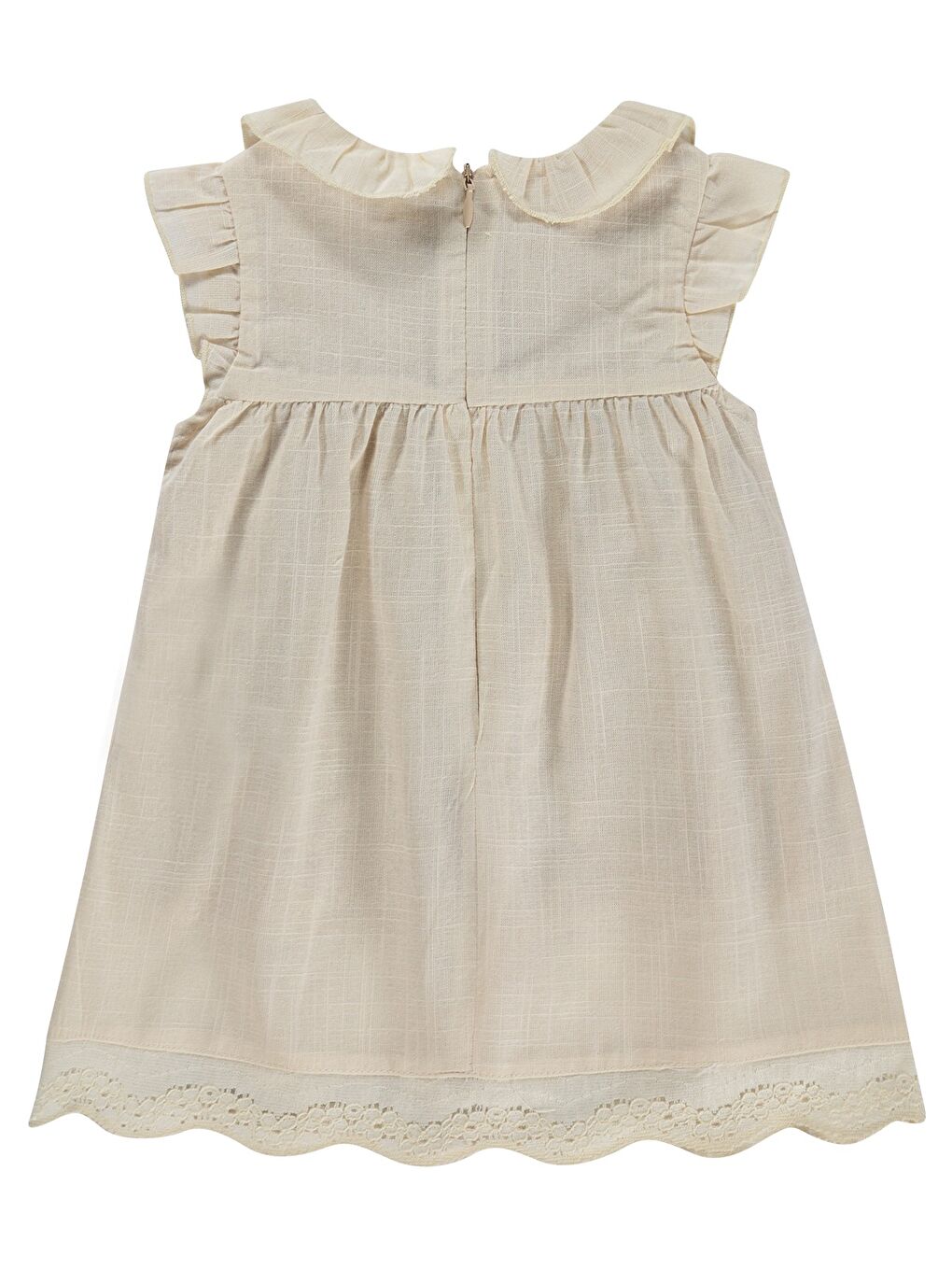 Baby Bebek Yaka Dantelli 6-18 Ay Elbise - Bej-1