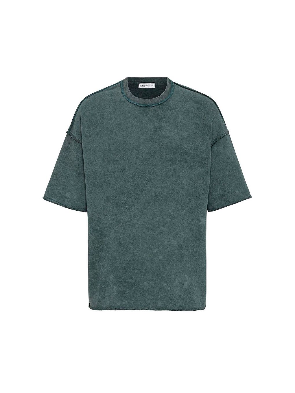 Yeşil Yıkamalı Oversize Tişört Nefti-1