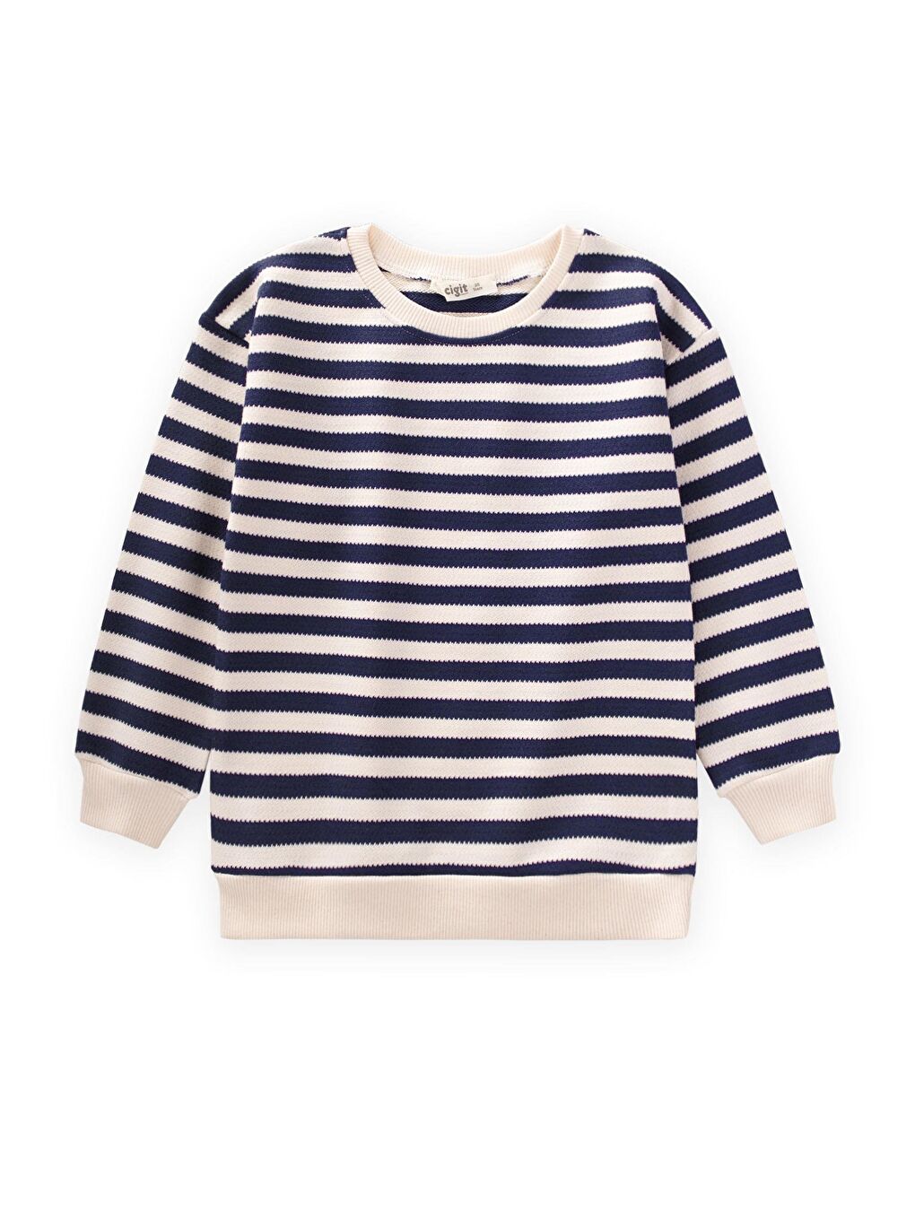 Lacivert Kız Çocuk Çizgili Sweatshirt