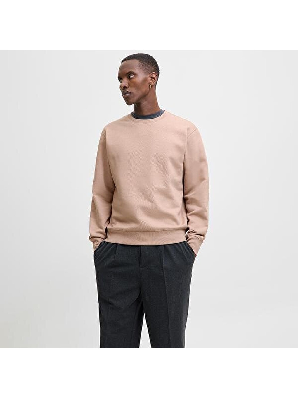 Jack&Jones Star Basic Erkek Bej Sweatshirt