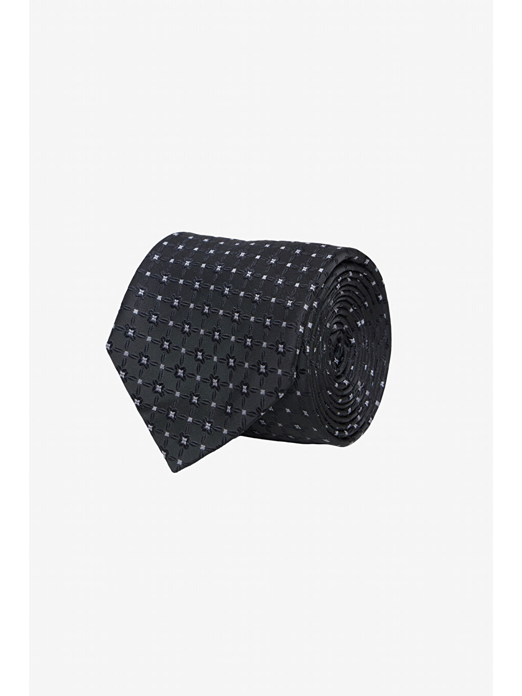 Erkek Antrasit-Gri Desenli İpek Kravat