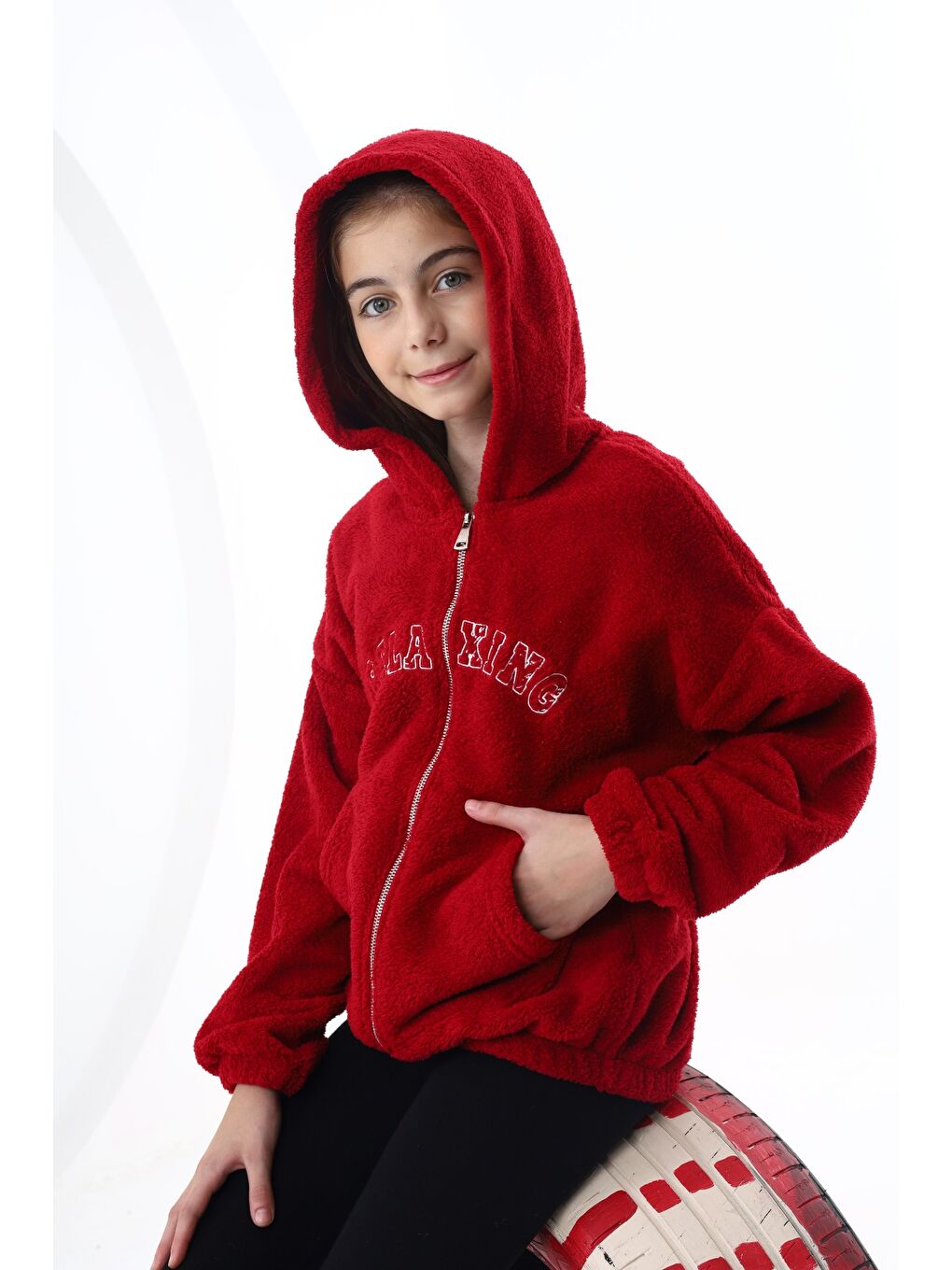 Toontoykids Bordo Kız Çocuk Pelüş Hırka - 2