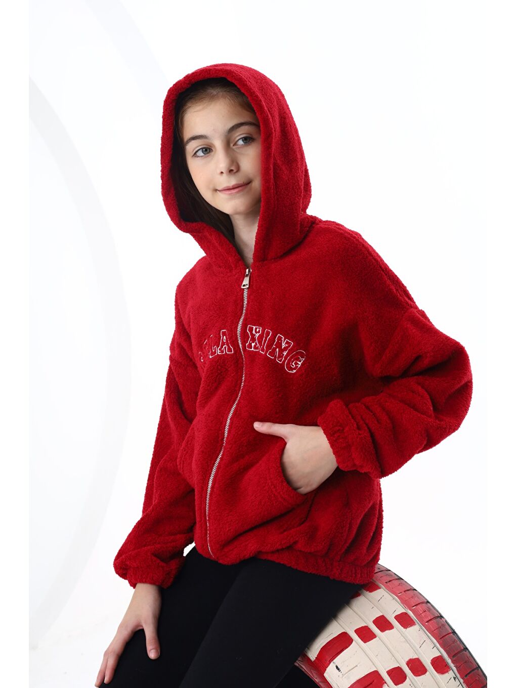 Toontoykids Bordo Kız Çocuk Pelüş Hırka - 3