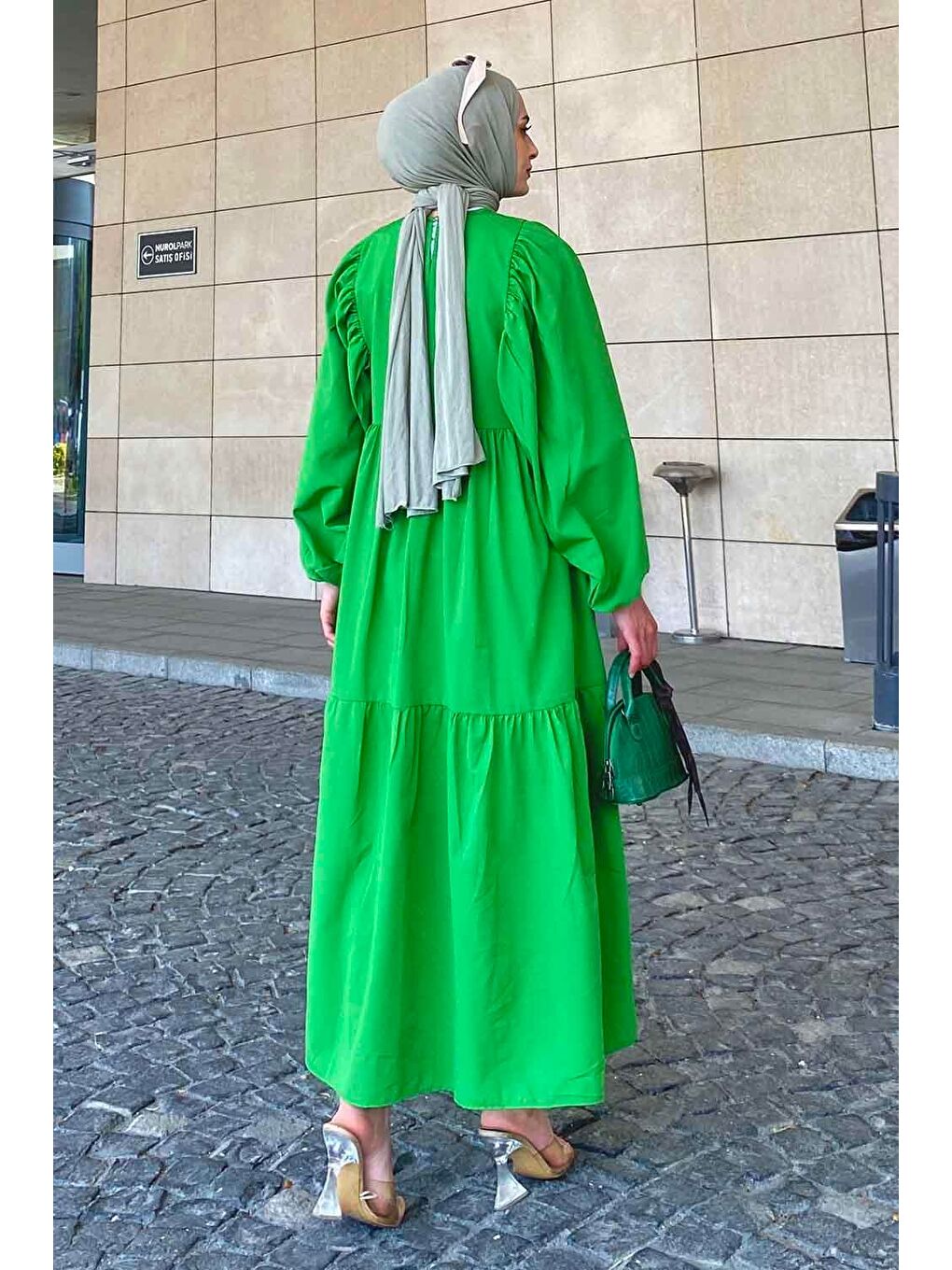 Yazlık Elica Elbise Yeşil-3