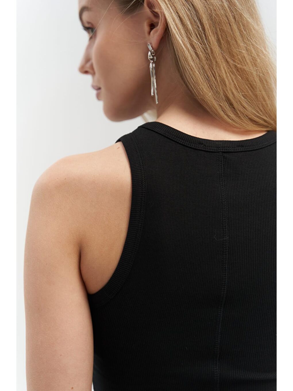 Fleur Fitilli Halter Yaka Siyah Crop-4