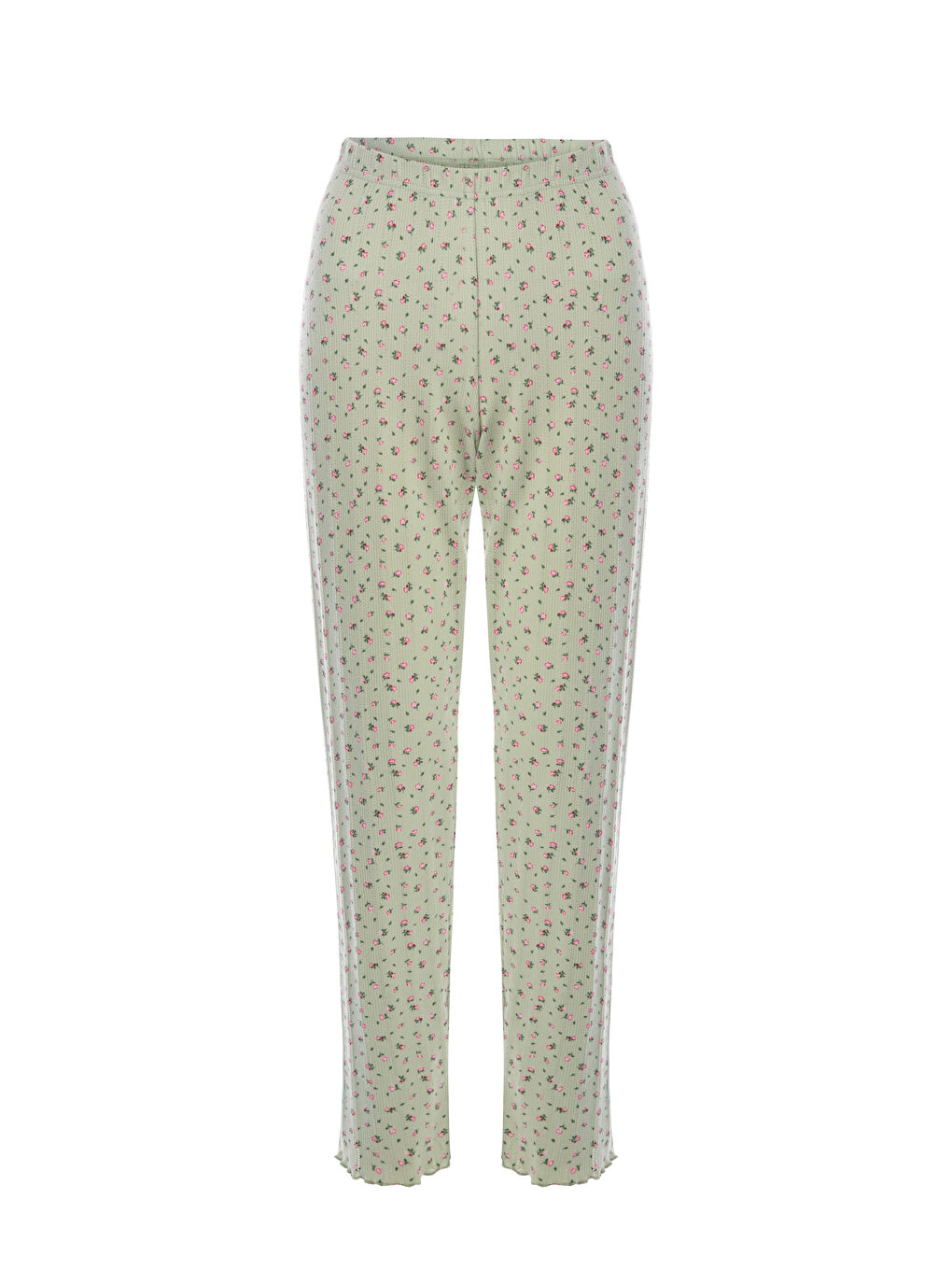 Yeşil Kadın Kısa Kollu Fiyonklu İndigo Fitilli Pijama Takımı-2