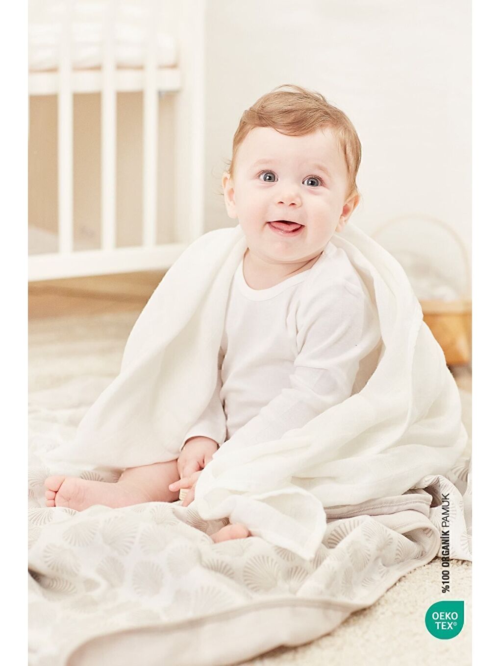 BebeMarin Çok Amaçlı Müslin Örtü 120x120 Beyaz-2