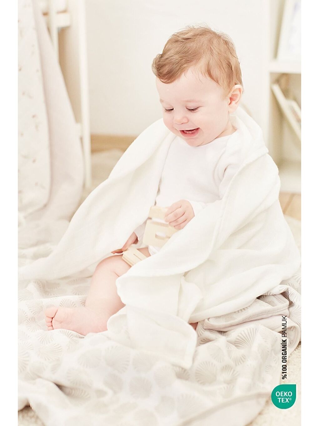 BebeMarin Çok Amaçlı Müslin Örtü 120x120 Beyaz-3