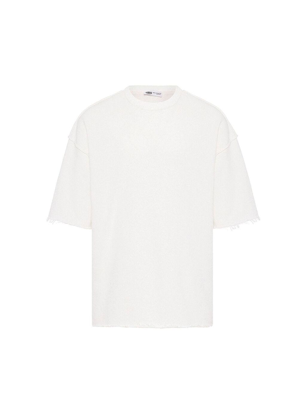 Yıkamalı Oversize Tişört Ekru-1