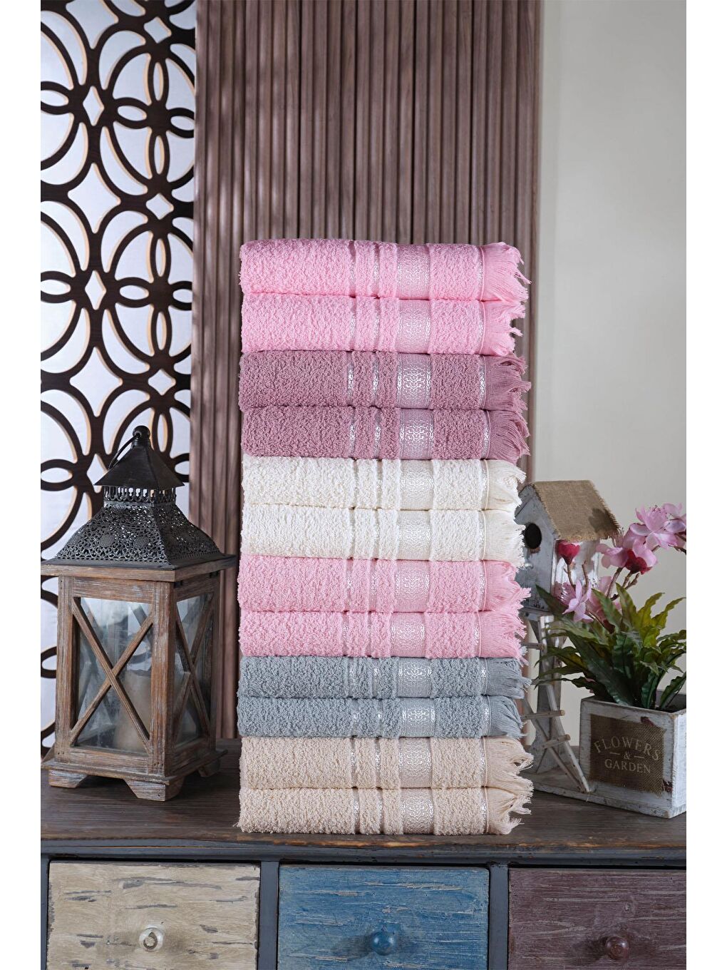 Pembe Helen 12'li El&Yüz Havlu Seti-1