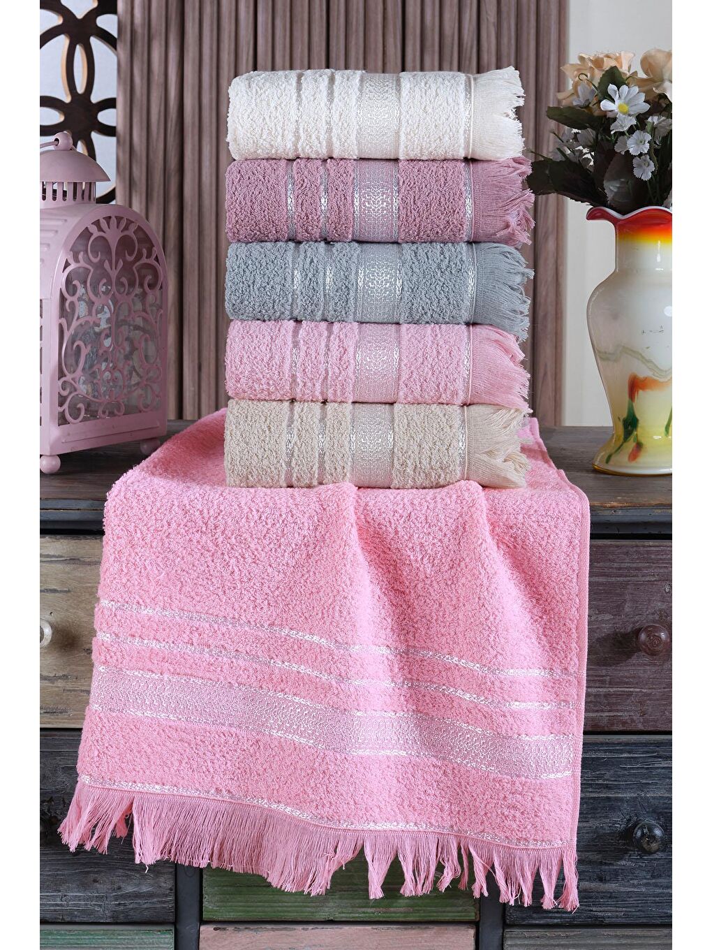 Pembe Helen 12'li El&Yüz Havlu Seti-2