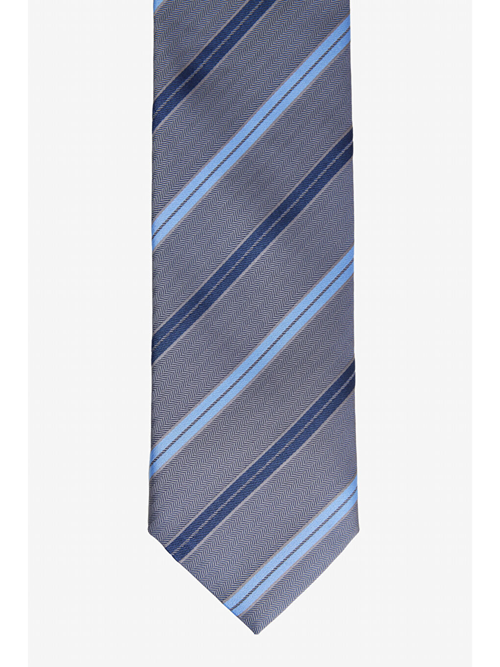 Erkek Gri-Lacivert Desenli İpek Kravat-1