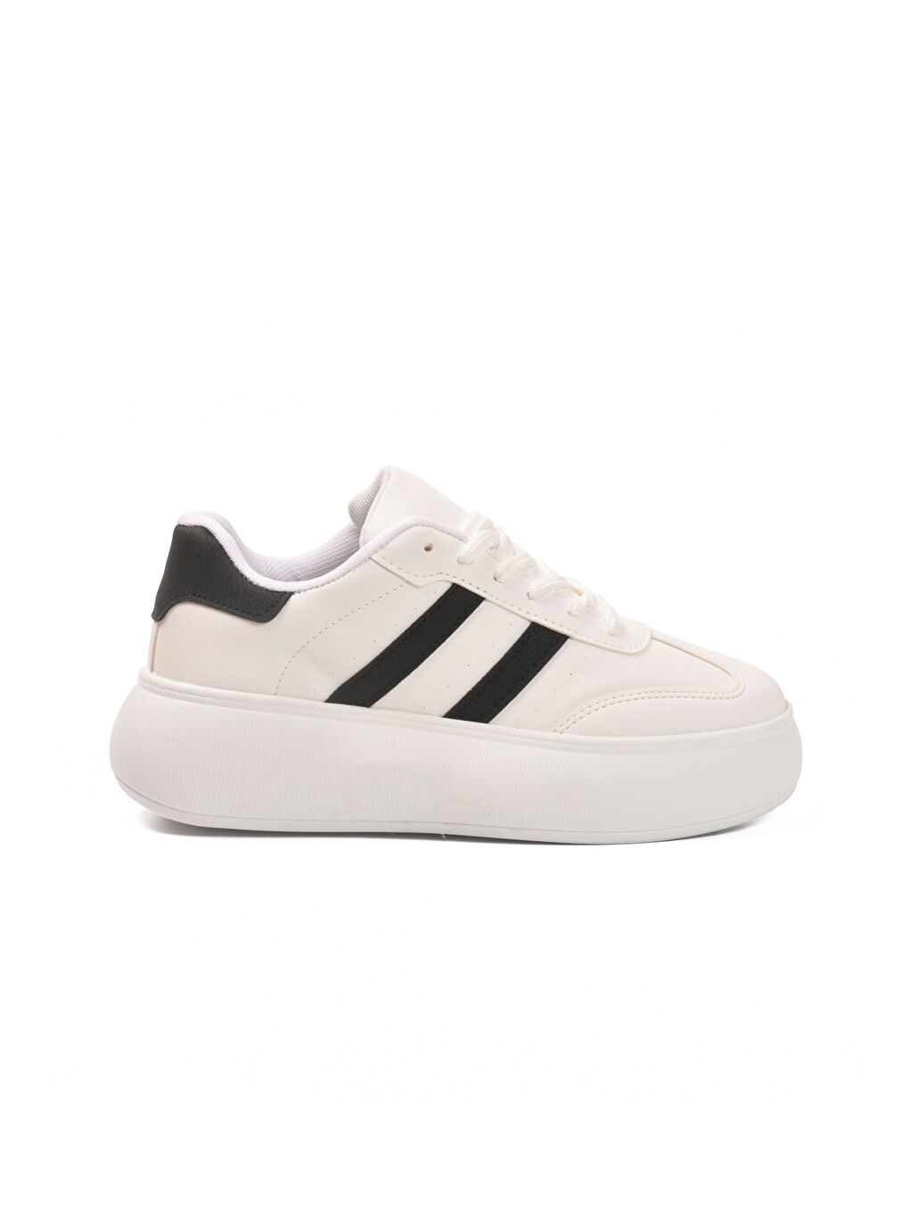 Beyaz Siyah Yüksek Taban Bağcıklı Unisex Sneaker DVS-01 Z-1