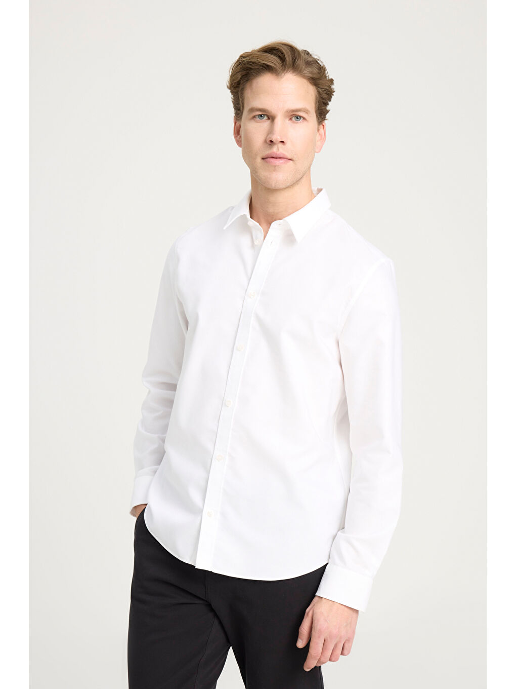 Regular Fit %100 Pamuk Beyaz Gömlek-2
