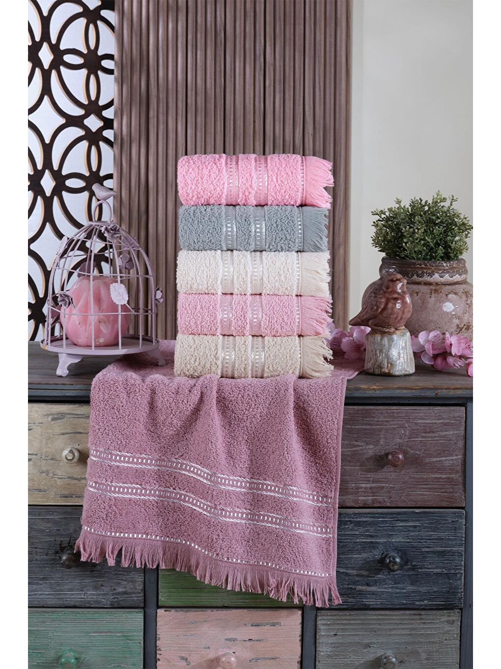 Pembe Perla 6'lı El&Yüz Havlu Seti-1
