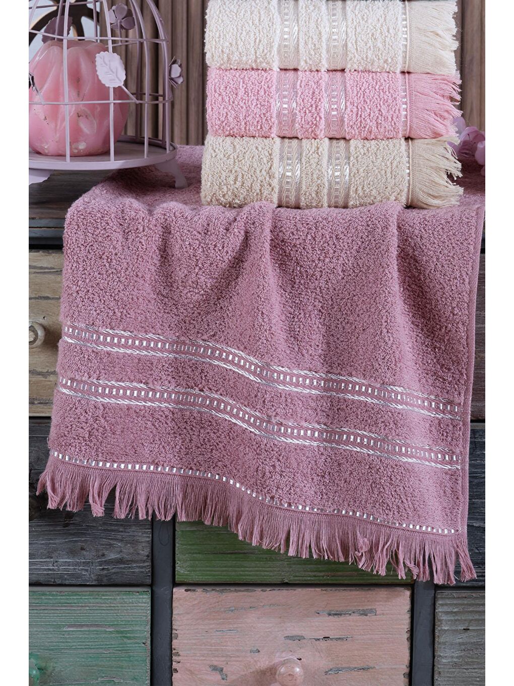 Pembe Perla 6'lı El&Yüz Havlu Seti-2