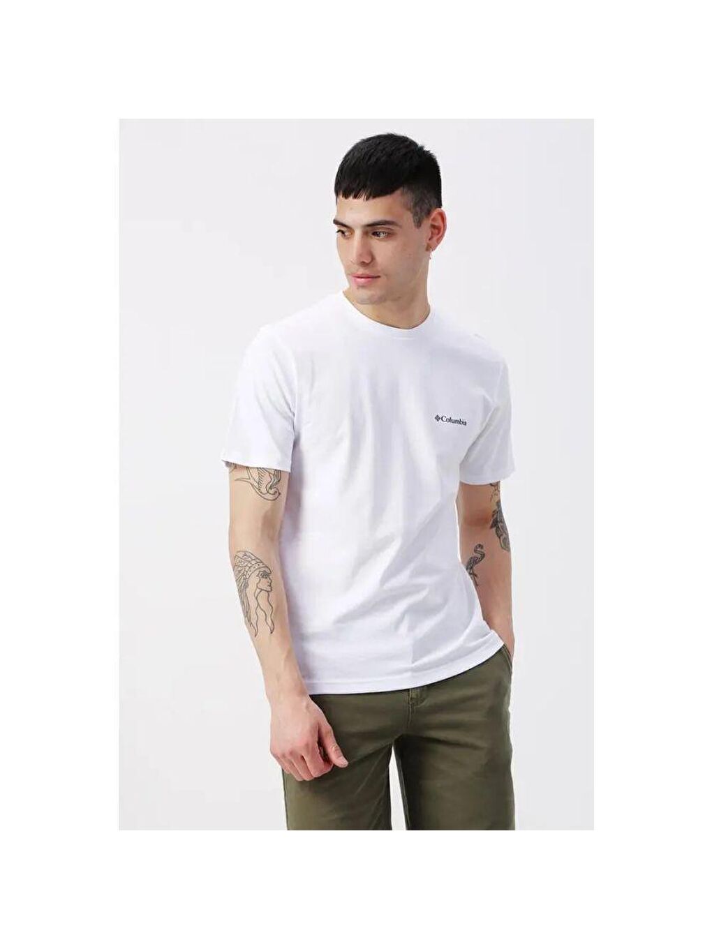 Columbia Beyaz Csc M Basic Sm Logo Brushed Ss Tee Erkek Kısa Kollu Tişört CS0282-100