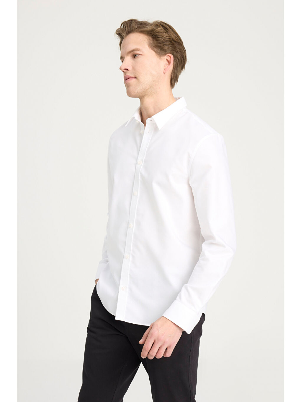 Regular Fit %100 Pamuk Beyaz Gömlek-3
